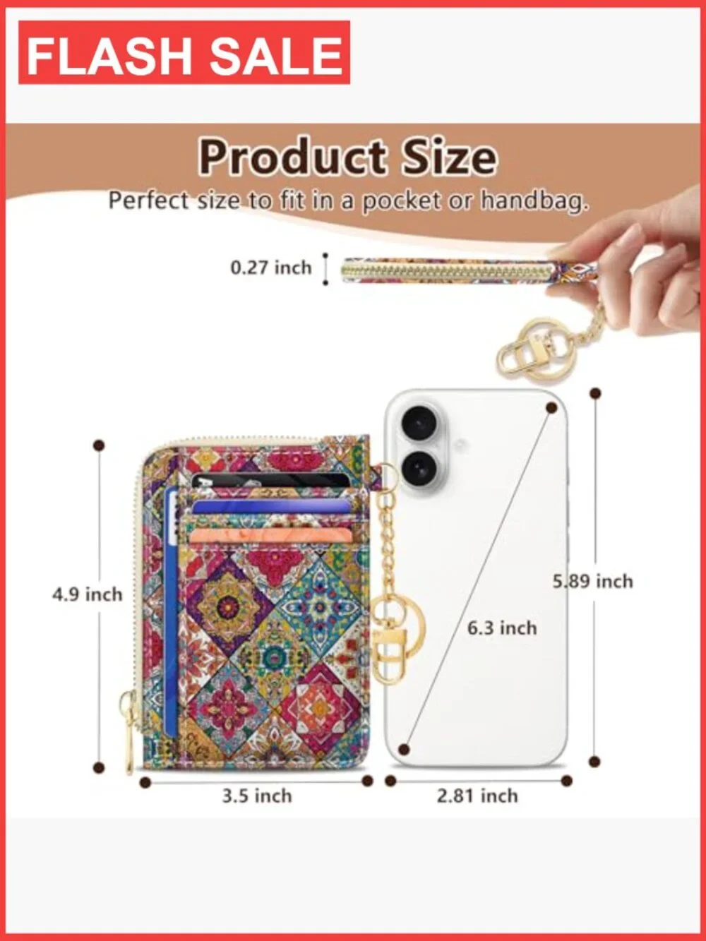 Slim RFID Blocking Credit Card Holder Wallet with Keychain